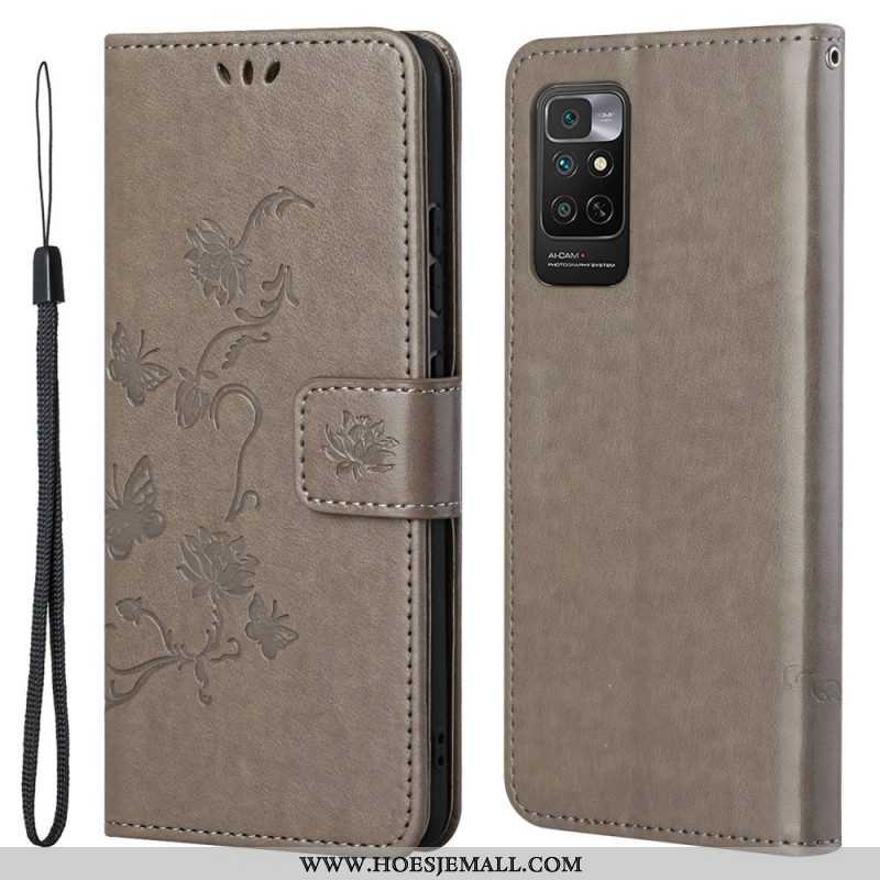 Folio-hoesje voor Xiaomi Redmi Note 11 / 11S Met Ketting Riem Bloemen