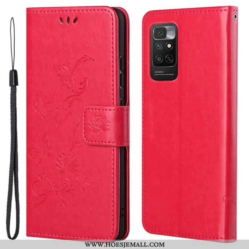 Folio-hoesje voor Xiaomi Redmi Note 11 / 11S Met Ketting Riem Bloemen