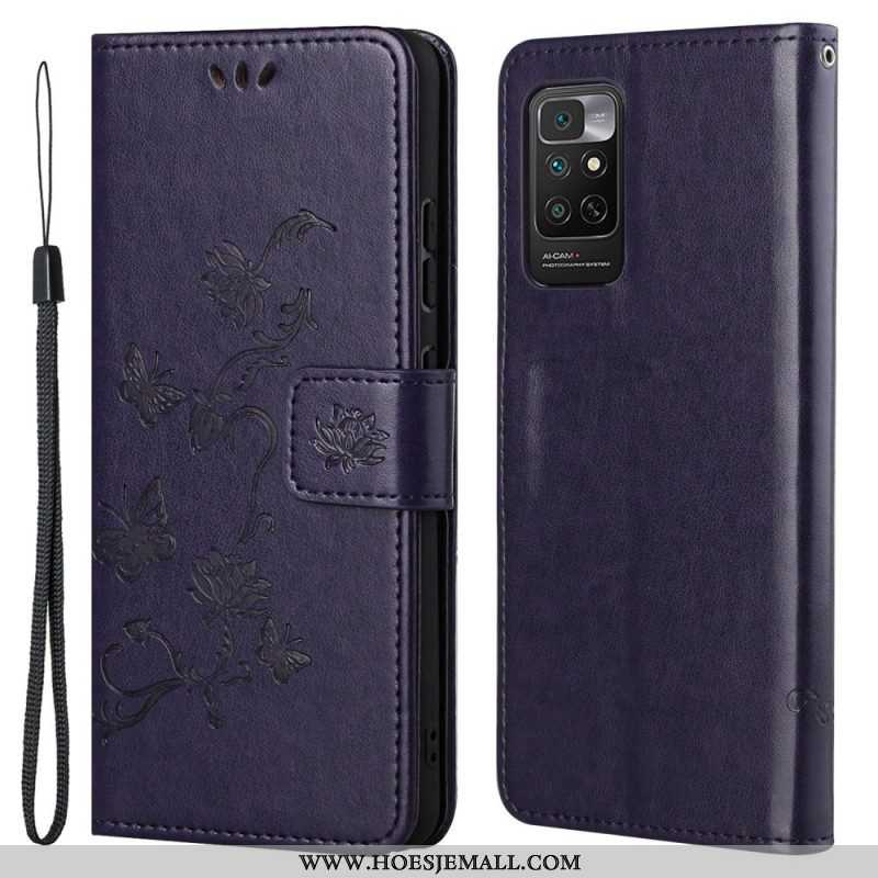 Folio-hoesje voor Xiaomi Redmi Note 11 / 11S Met Ketting Riem Bloemen