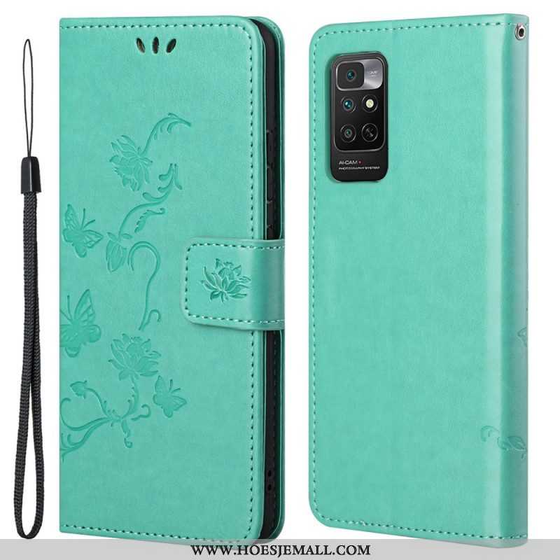 Folio-hoesje voor Xiaomi Redmi Note 11 / 11S Met Ketting Riem Bloemen