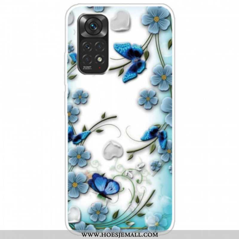 Hoesje voor Xiaomi Redmi Note 11 / 11S Naadloze Retro Vlinders En Bloemen