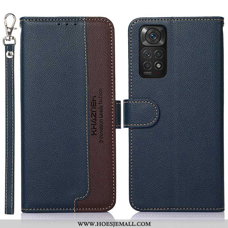 Leren Hoesje voor Xiaomi Redmi Note 11 / 11S Lychee-stijl Rfid Khazneh