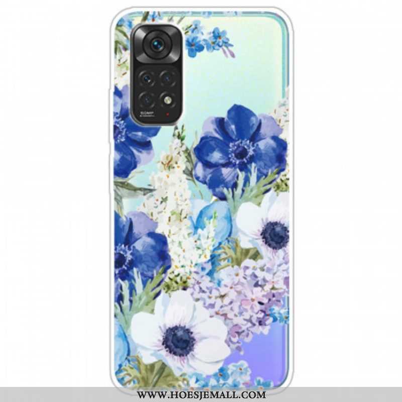 Hoesje voor Xiaomi Redmi Note 11 Pro / 11 Pro 5G Waterverf Blauwe Bloemen