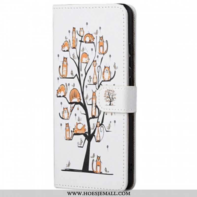 Leren Hoesje voor Xiaomi Redmi Note 11 Pro / 11 Pro 5G Met Ketting Funky Cats Met Riem