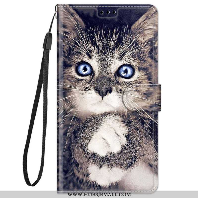 Folio-hoesje voor Xiaomi Redmi Note 11 Pro Plus 5G Met Ketting String Cat Fan