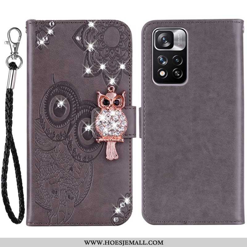 Flip Case voor Xiaomi Redmi Note 11 Pro Plus 5G Uil Mandala En Charme