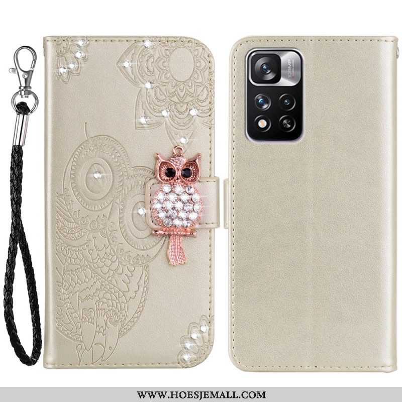 Flip Case voor Xiaomi Redmi Note 11 Pro Plus 5G Uil Mandala En Charme