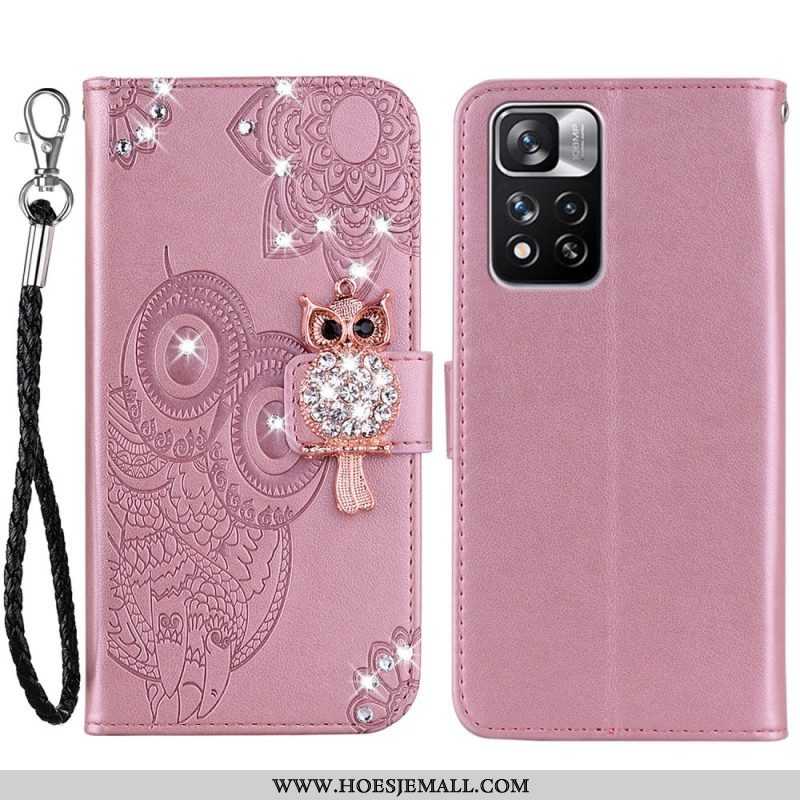 Flip Case voor Xiaomi Redmi Note 11 Pro Plus 5G Uil Mandala En Charme