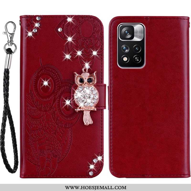 Flip Case voor Xiaomi Redmi Note 11 Pro Plus 5G Uil Mandala En Charme