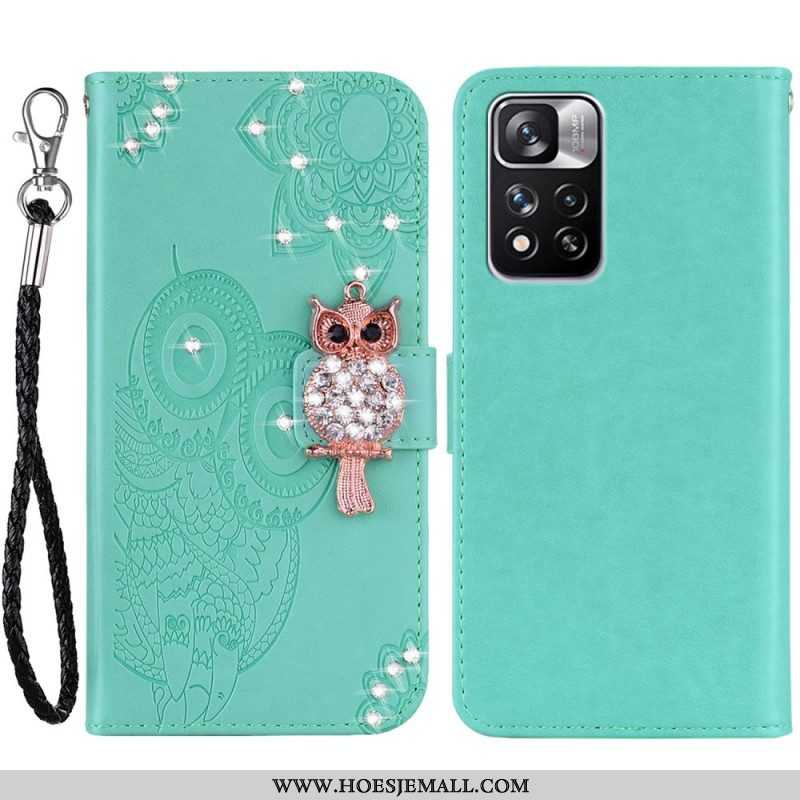 Flip Case voor Xiaomi Redmi Note 11 Pro Plus 5G Uil Mandala En Charme