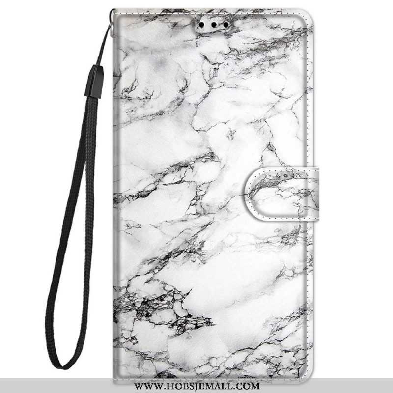 Folio-hoesje voor Xiaomi Redmi Note 11 Pro Plus 5G Met Ketting Marmeren Elegantie Met Bandjes