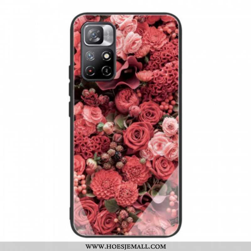 Hoesje voor Xiaomi Redmi Note 11 Pro Plus 5G Rose Bloemen Gehard Glas