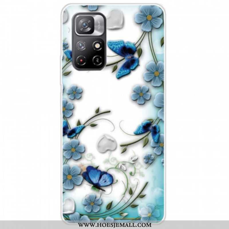 Hoesje voor Xiaomi Redmi Note 11 Pro Plus 5G Blauwe Bloemen En Vlinders