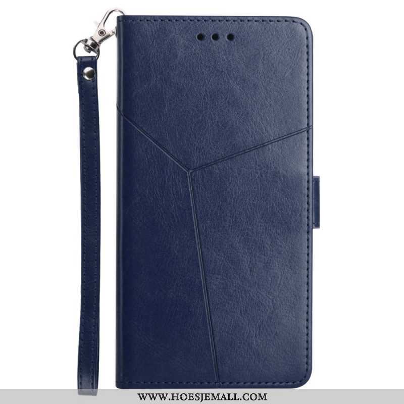 Folio-hoesje voor Xiaomi Redmi Note 11 Pro Plus 5G Met Ketting Strappy Geometrische Lederen Stijl