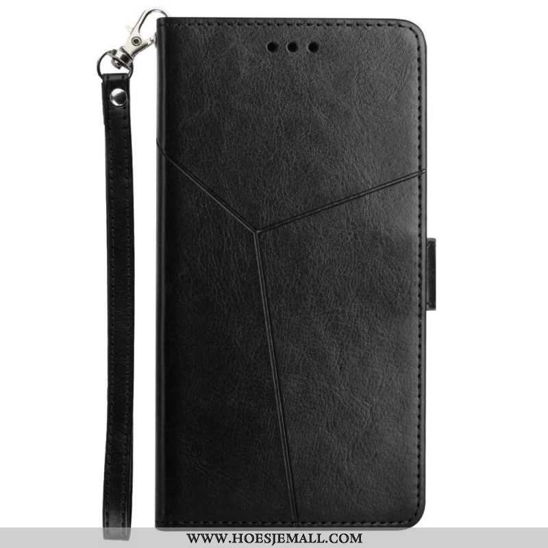 Folio-hoesje voor Xiaomi Redmi Note 11 Pro Plus 5G Met Ketting Strappy Geometrische Lederen Stijl