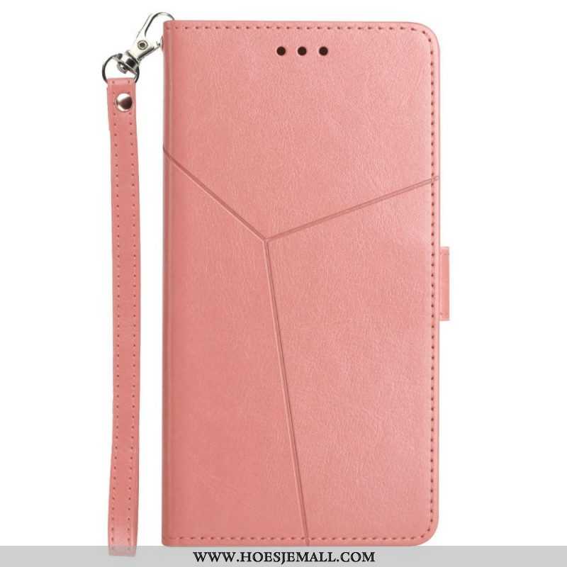 Folio-hoesje voor Xiaomi Redmi Note 11 Pro Plus 5G Met Ketting Strappy Geometrische Lederen Stijl