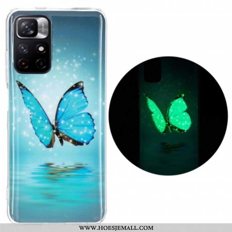 Hoesje voor Xiaomi Redmi Note 11 Pro Plus 5G Fluorescerende Blauwe Vlinder