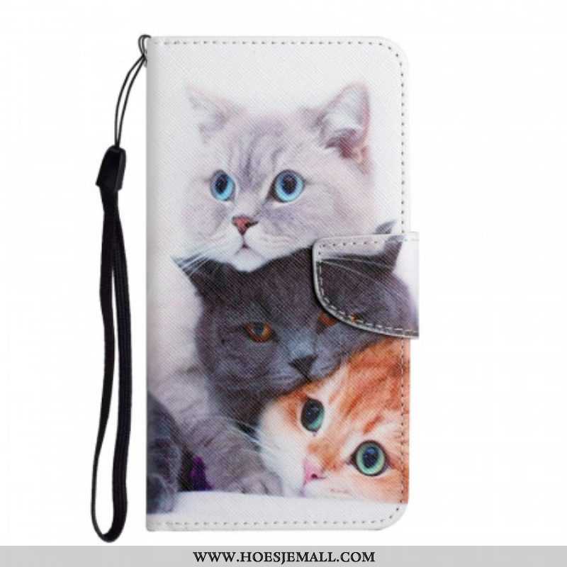 Folio-hoesje voor Xiaomi Redmi Note 11 Pro Plus 5G Stapel Lanyard Cats