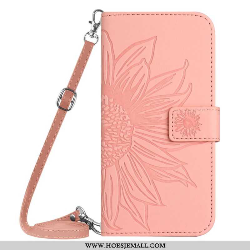 Flip Case voor Xiaomi Redmi Note 12 4G Zonnebloem Schouderriem