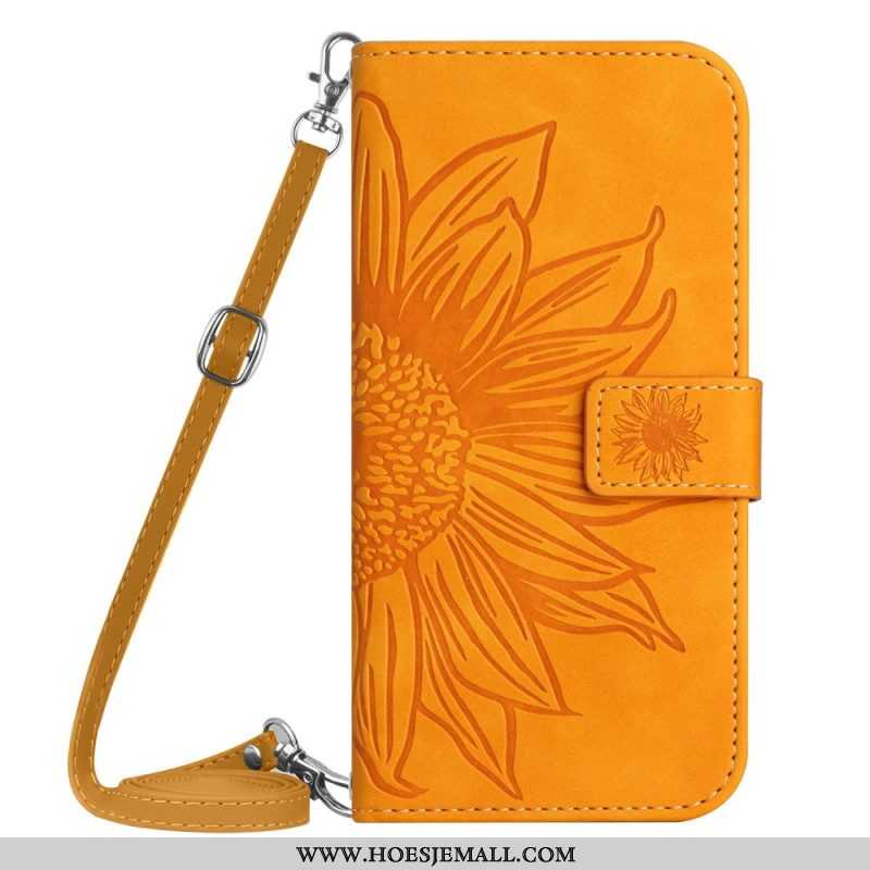 Flip Case voor Xiaomi Redmi Note 12 4G Zonnebloem Schouderriem