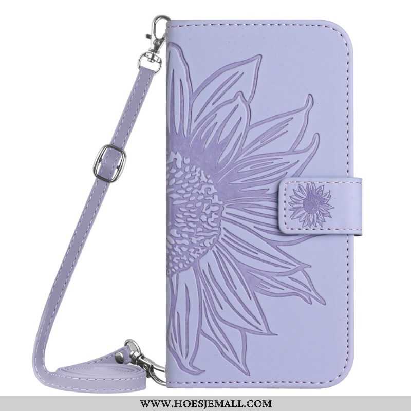 Flip Case voor Xiaomi Redmi Note 12 4G Zonnebloem Schouderriem