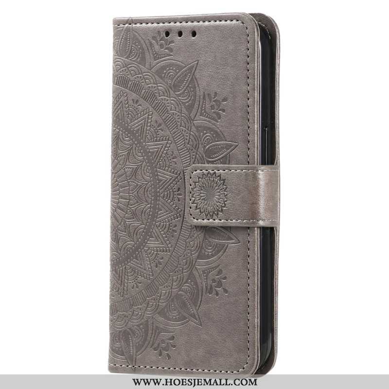 Folio-hoesje voor Xiaomi Redmi Note 12 4G Mandala Zon Met Lanyard