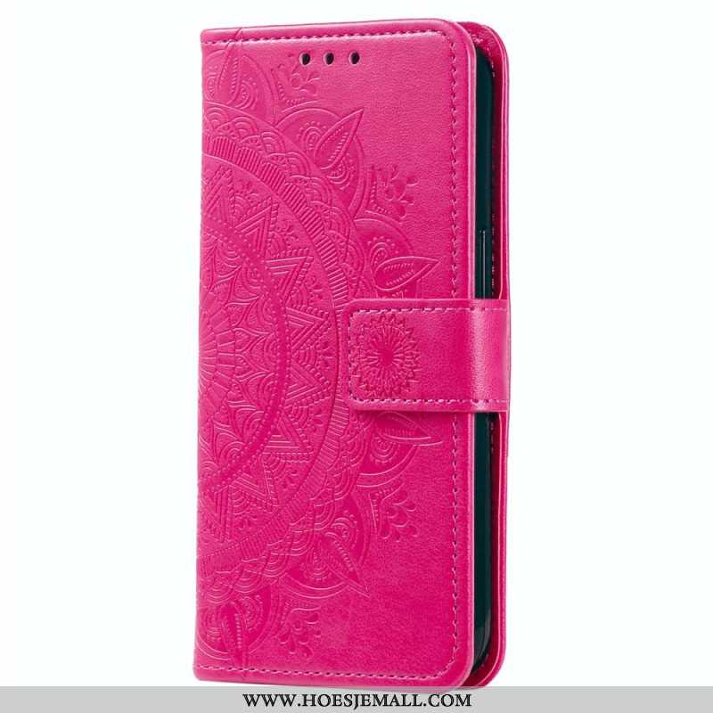 Folio-hoesje voor Xiaomi Redmi Note 12 4G Mandala Zon Met Lanyard