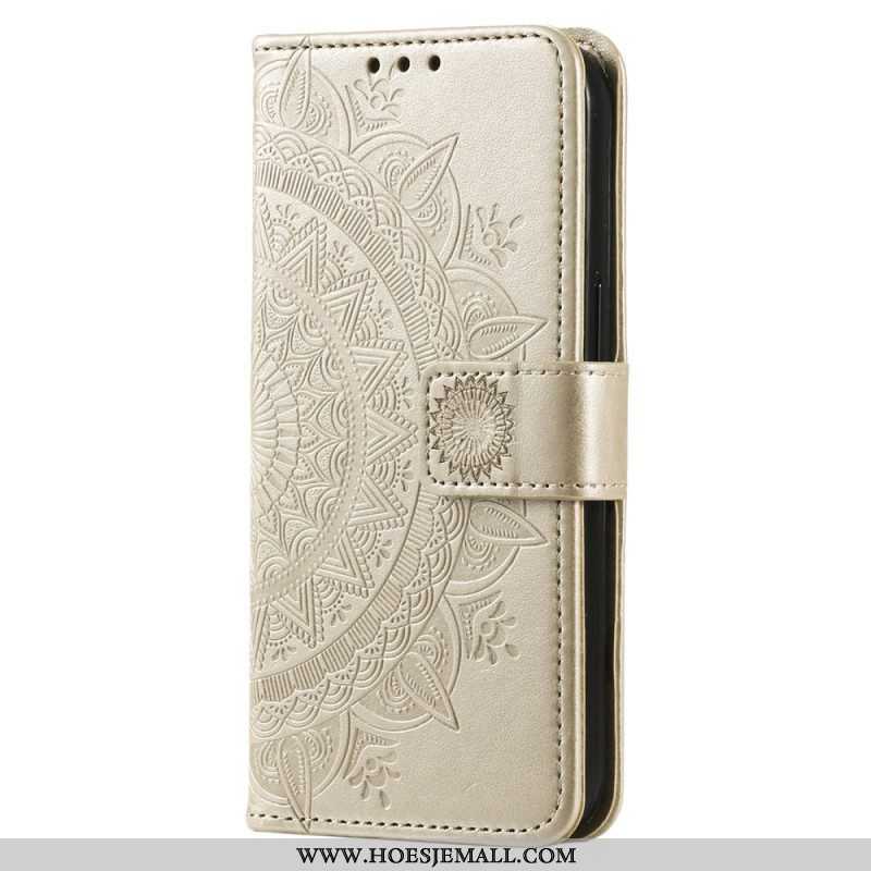 Folio-hoesje voor Xiaomi Redmi Note 12 4G Mandala Zon Met Lanyard