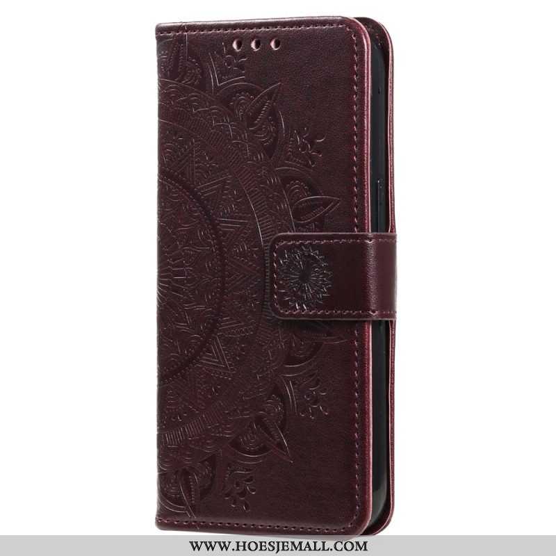 Folio-hoesje voor Xiaomi Redmi Note 12 4G Mandala Zon Met Lanyard