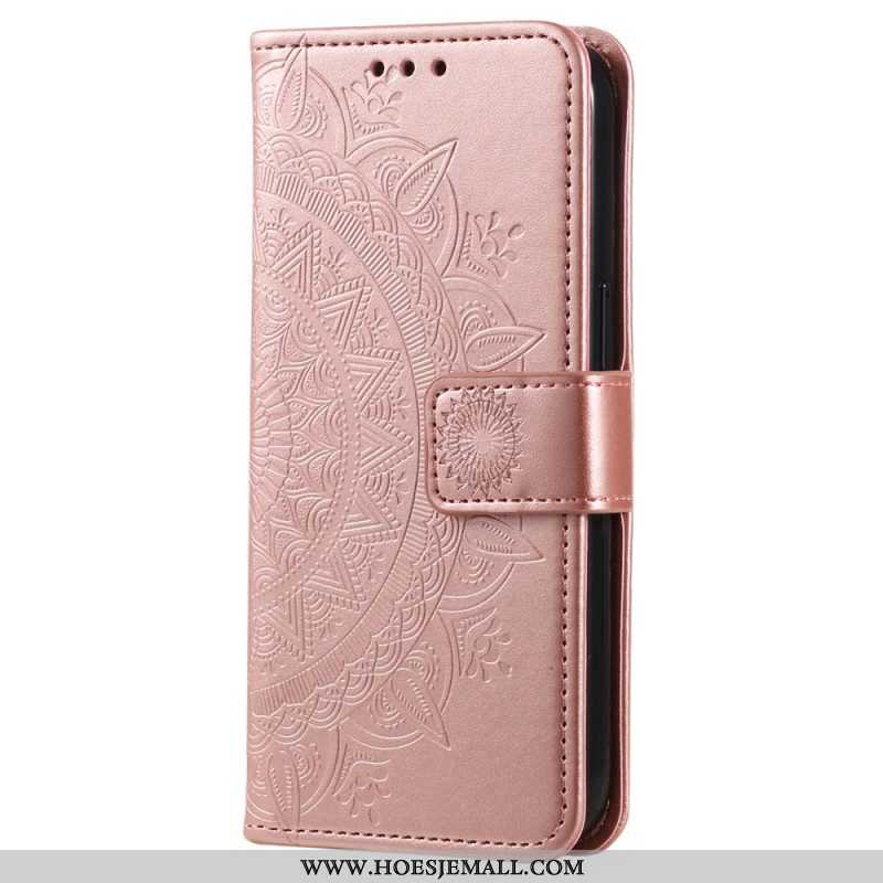 Folio-hoesje voor Xiaomi Redmi Note 12 4G Mandala Zon Met Lanyard