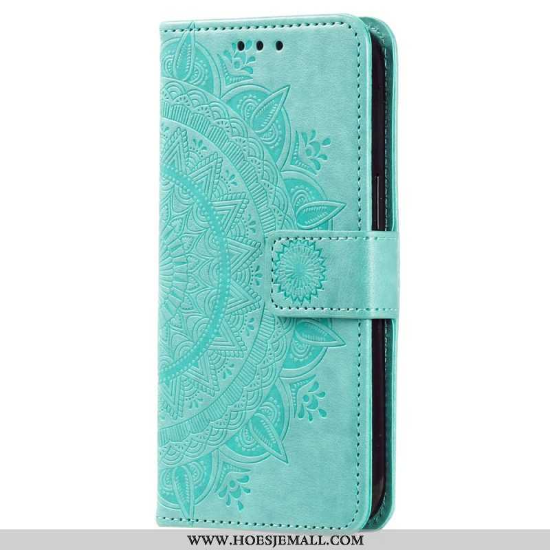 Folio-hoesje voor Xiaomi Redmi Note 12 4G Mandala Zon Met Lanyard