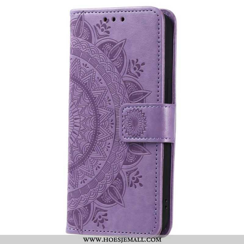 Folio-hoesje voor Xiaomi Redmi Note 12 4G Mandala Zon Met Lanyard