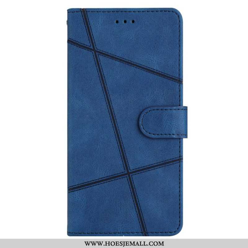 Leren Hoesje voor Xiaomi Redmi Note 12 4G Met Ketting Bandjes Geometrisch