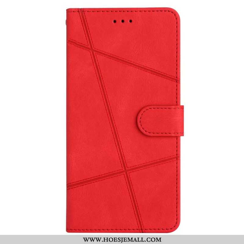 Leren Hoesje voor Xiaomi Redmi Note 12 4G Met Ketting Bandjes Geometrisch