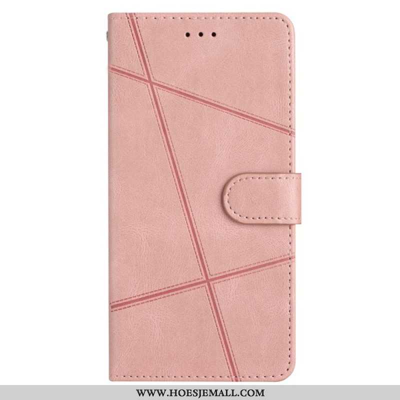 Leren Hoesje voor Xiaomi Redmi Note 12 4G Met Ketting Bandjes Geometrisch