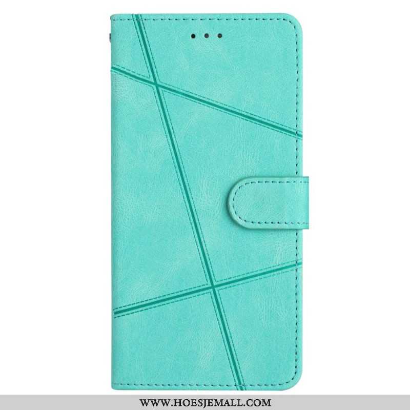 Leren Hoesje voor Xiaomi Redmi Note 12 4G Met Ketting Bandjes Geometrisch