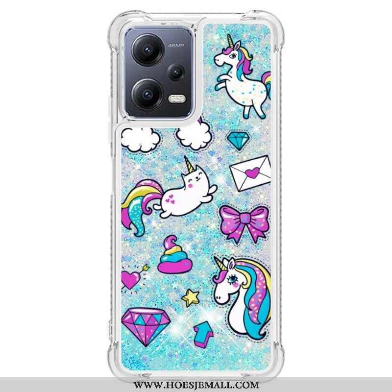 Hoesje voor Xiaomi Redmi Note 12 5G Glitter Eenhoorns