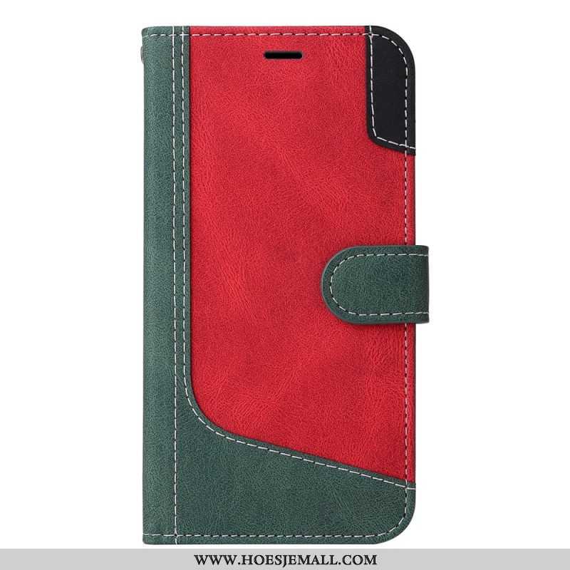 Flip Case voor Xiaomi Redmi Note 12 5G Met Ketting Driekleurige Riem