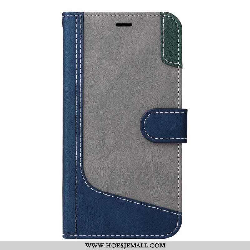 Flip Case voor Xiaomi Redmi Note 12 5G Met Ketting Driekleurige Riem