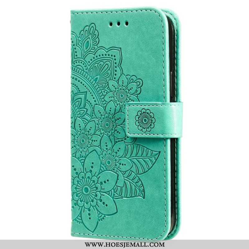 Leren Hoesje voor Xiaomi Redmi Note 12 5G Met Ketting Riem Bloem Mandala