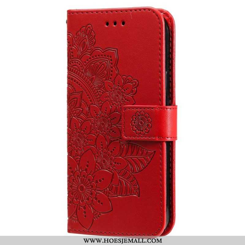 Leren Hoesje voor Xiaomi Redmi Note 12 5G Met Ketting Riem Bloem Mandala