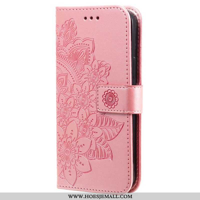 Leren Hoesje voor Xiaomi Redmi Note 12 5G Met Ketting Riem Bloem Mandala