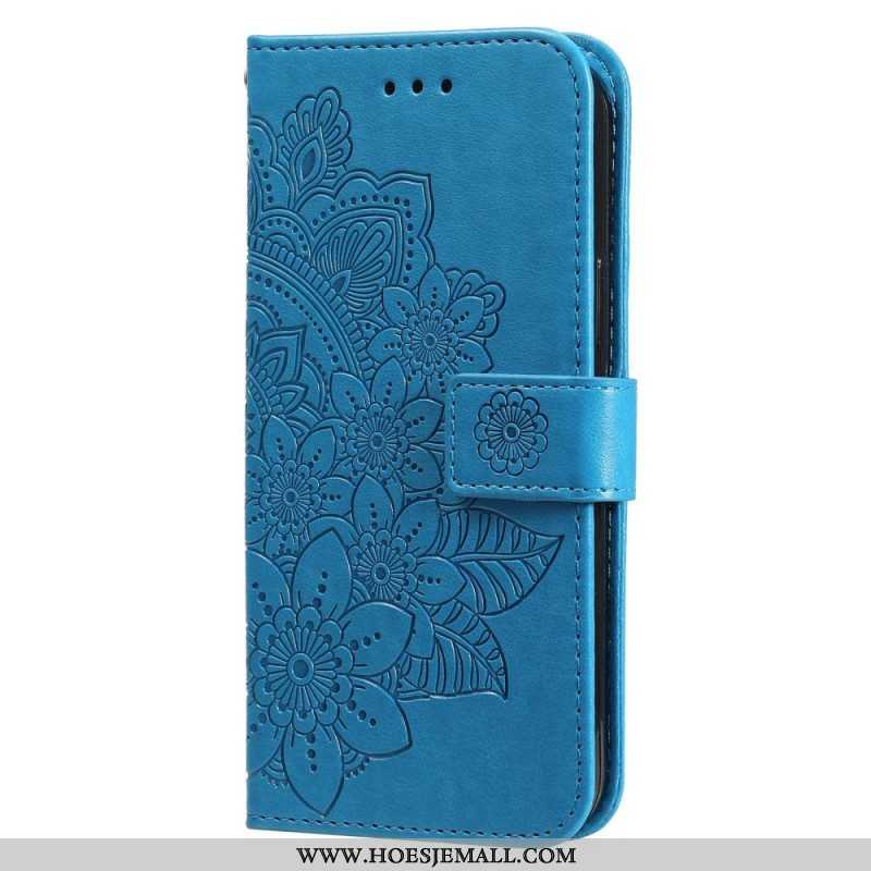 Leren Hoesje voor Xiaomi Redmi Note 12 5G Met Ketting Riem Bloem Mandala