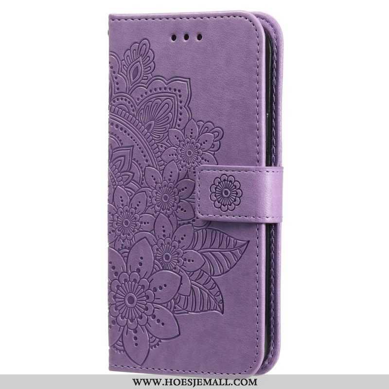 Leren Hoesje voor Xiaomi Redmi Note 12 5G Met Ketting Riem Bloem Mandala