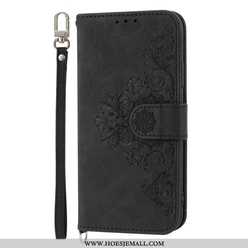 Folio-hoesje voor Xiaomi Redmi Note 12 5G Bloemen Met Riem En Schouderriem