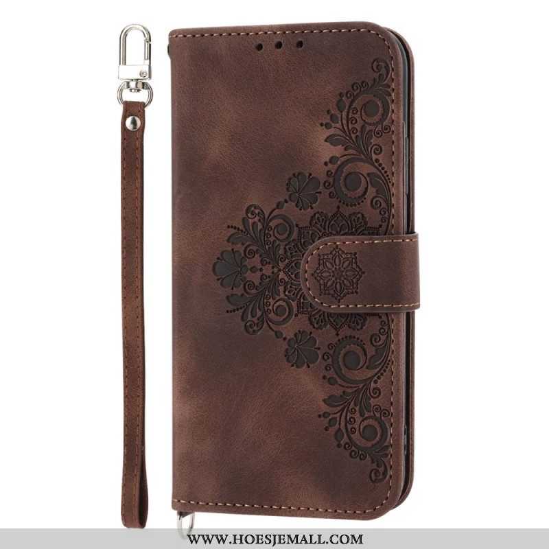 Folio-hoesje voor Xiaomi Redmi Note 12 5G Bloemen Met Riem En Schouderriem