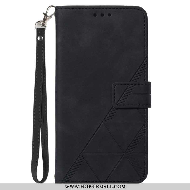 Leren Hoesje voor Xiaomi Redmi Note 12 5G Met Ketting Riem Driehoeken