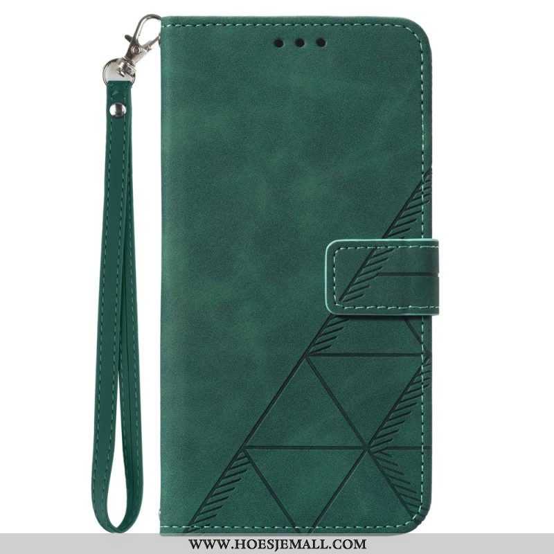 Leren Hoesje voor Xiaomi Redmi Note 12 5G Met Ketting Riem Driehoeken