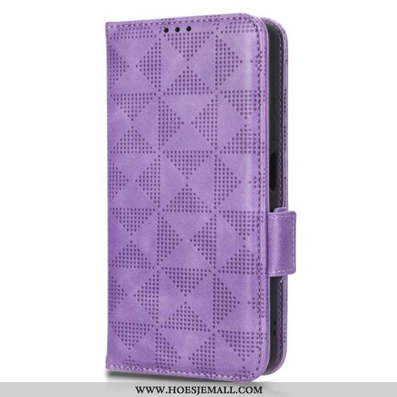 Leren Hoesje voor Xiaomi Redmi Note 12 5G Driehoeken Met Lanyard