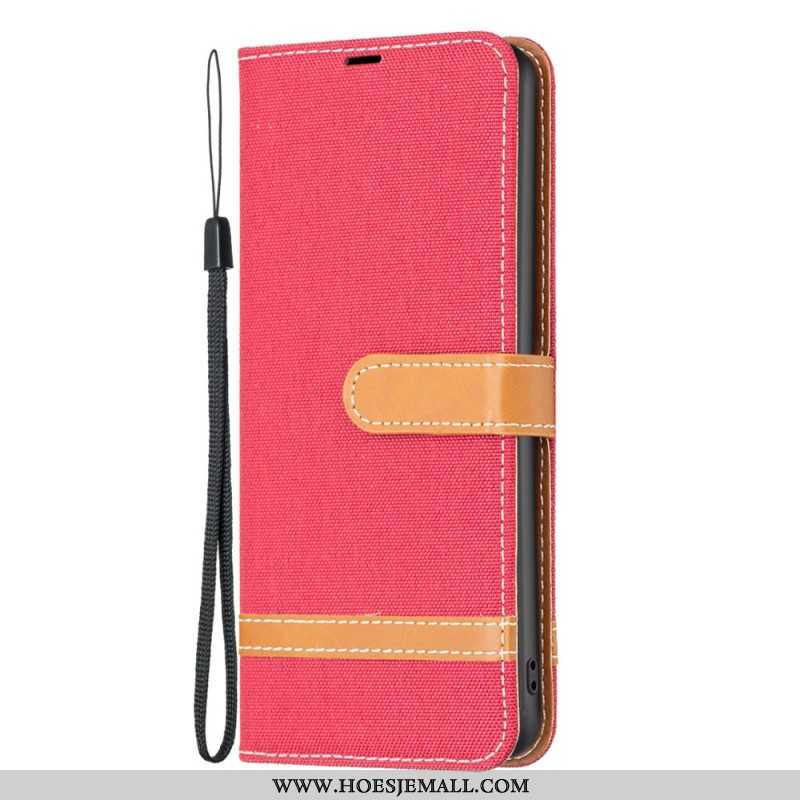 Folio-hoesje voor Xiaomi Redmi Note 12 5G Met Ketting Band Van Stof En Leereffect